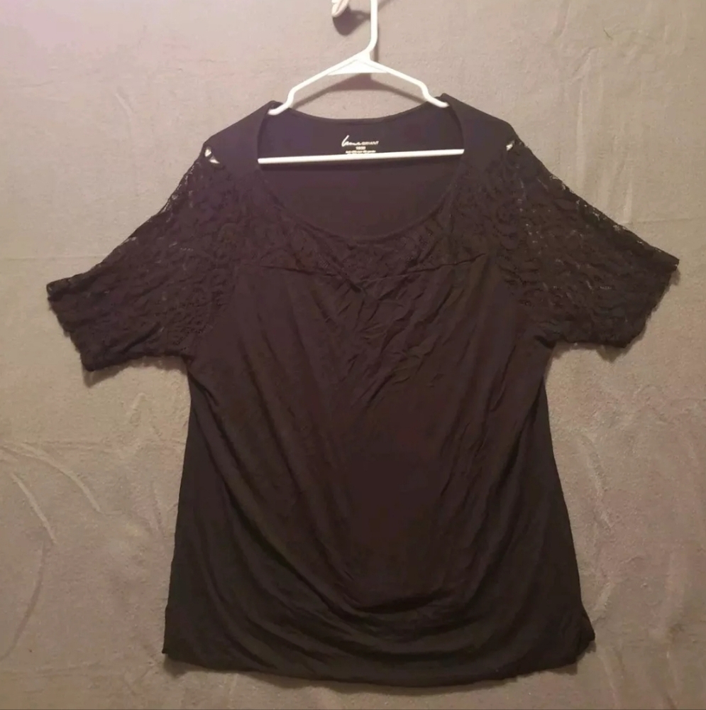 Lane Bryant Shirt Size 18 Black Lace Plus Size Casual